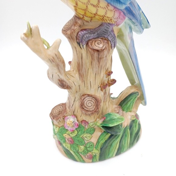 Andrea by Sadek Parrot Figurine 11" Tall Colorful Tropical Bird on Tree Ceramic - Picture 10 of 16